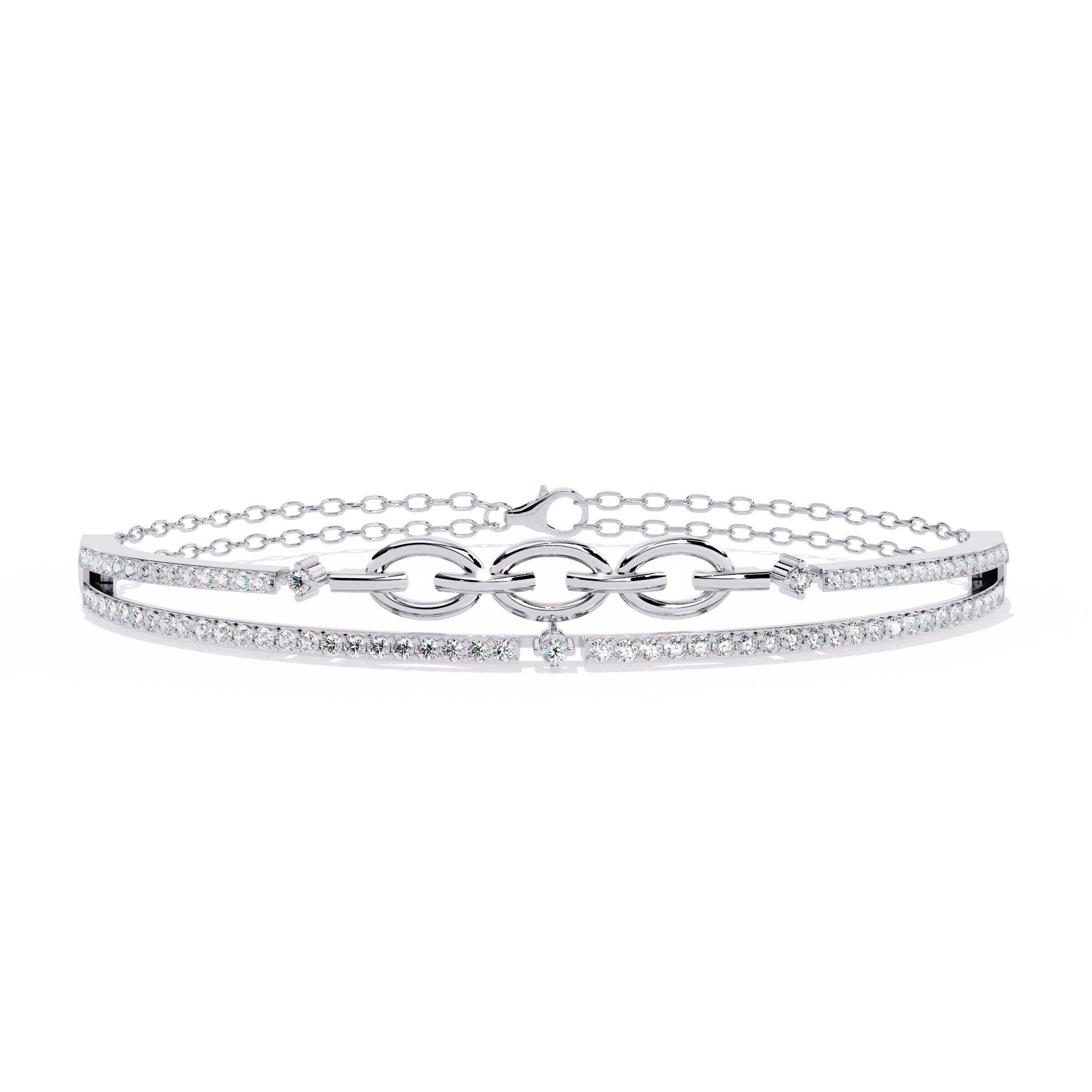 Solitairekart 0.86ct Double Row Diamond and Gold Chain Link Bracelet-HI Color, VS-SI Clarity